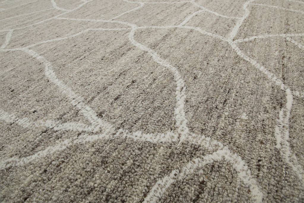 Kurzflor Teppich Rund Taupe meliert aus Schurwolle "Hamptons FORTYONE" WECONhome