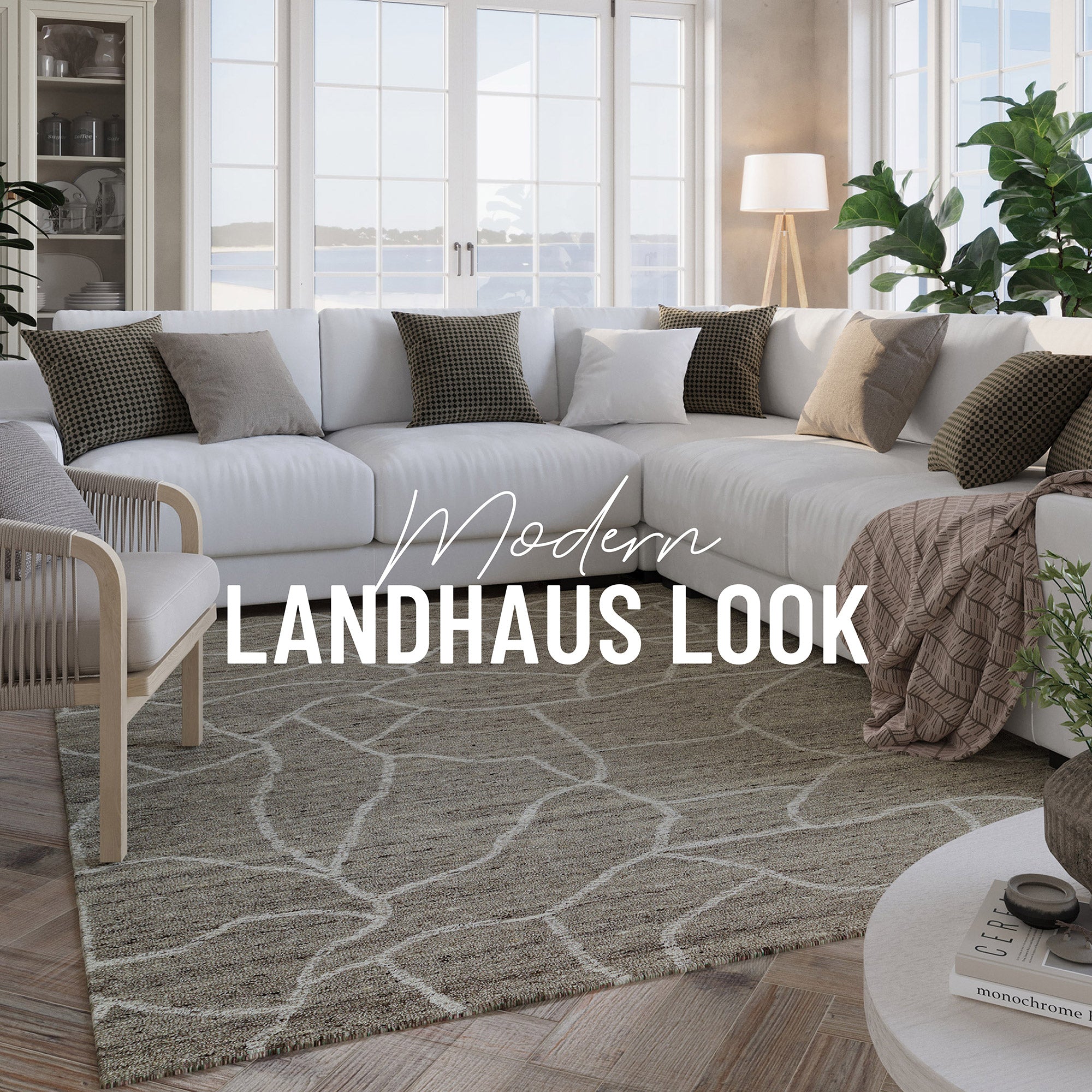 Kurzflor Teppich Taupe meliert aus Schurwolle "Hamptons FORTYONE" WECONhome