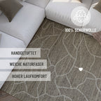 Kurzflor Teppich Rund Taupe meliert aus Schurwolle "Hamptons FORTYONE" WECONhome