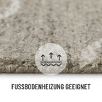 Kurzflor Teppich Rund Taupe meliert aus Schurwolle "Hamptons FORTYONE" WECONhome