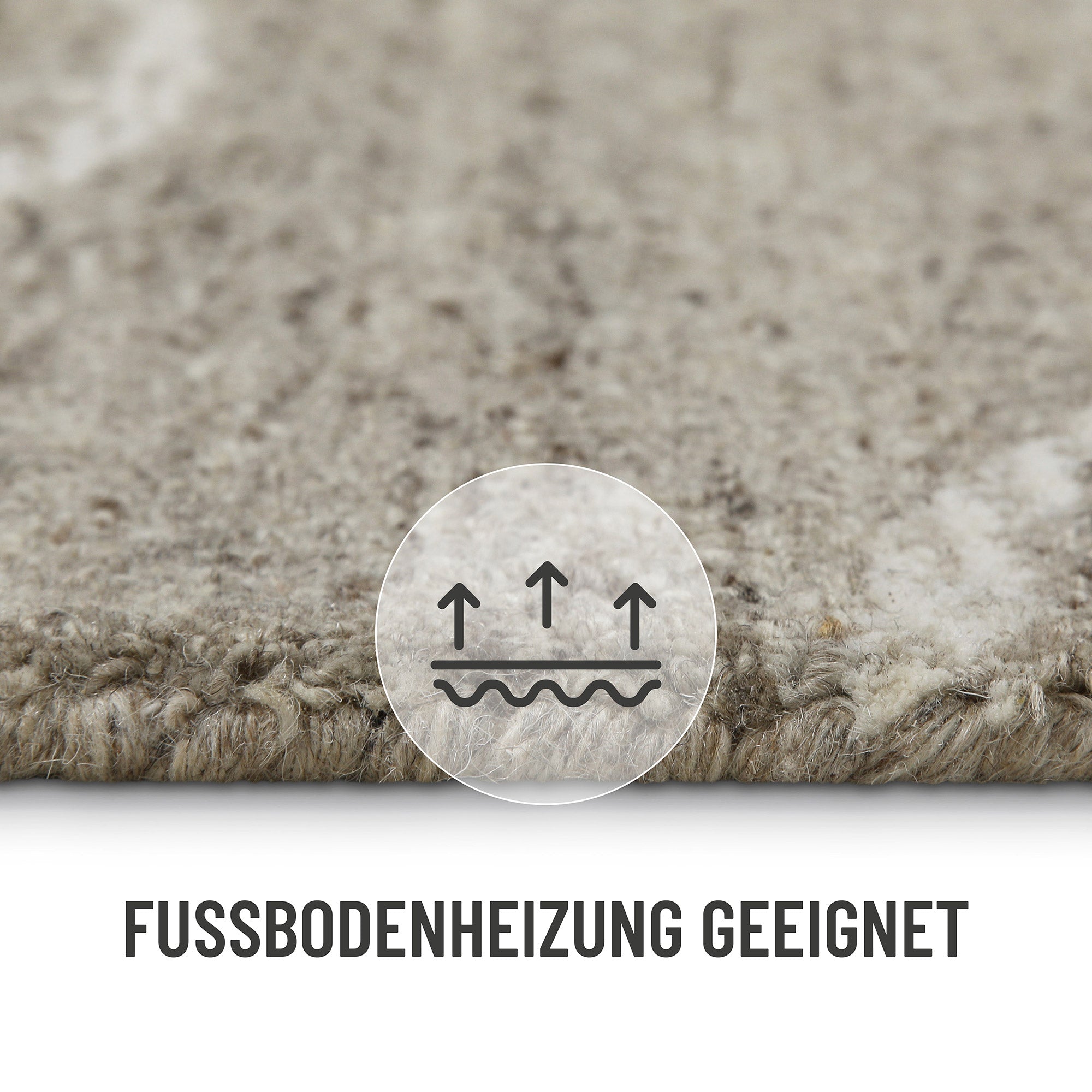 Kurzflor Teppich Rund Taupe meliert aus Schurwolle "Hamptons FORTYONE" WECONhome