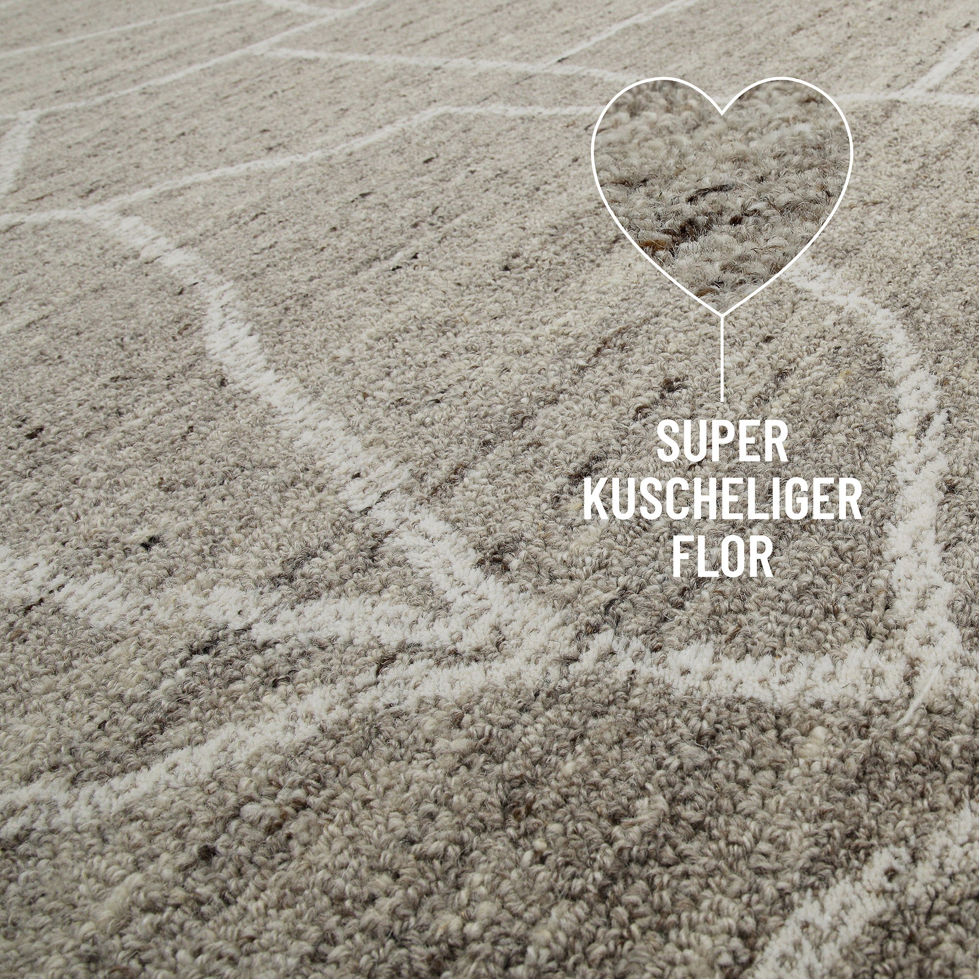 Kurzflor Teppich Rund Taupe meliert aus Schurwolle "Hamptons FORTYONE" WECONhome