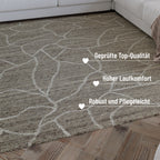 Kurzflor Teppich Rund Taupe meliert aus Schurwolle "Hamptons FORTYONE" WECONhome