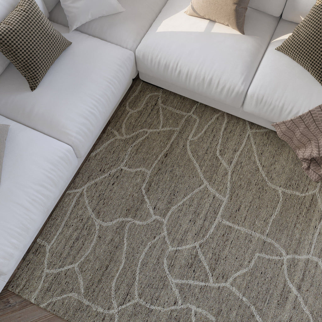 Kurzflor Teppich Taupe meliert aus Schurwolle "Hamptons FORTYONE" WECONhome