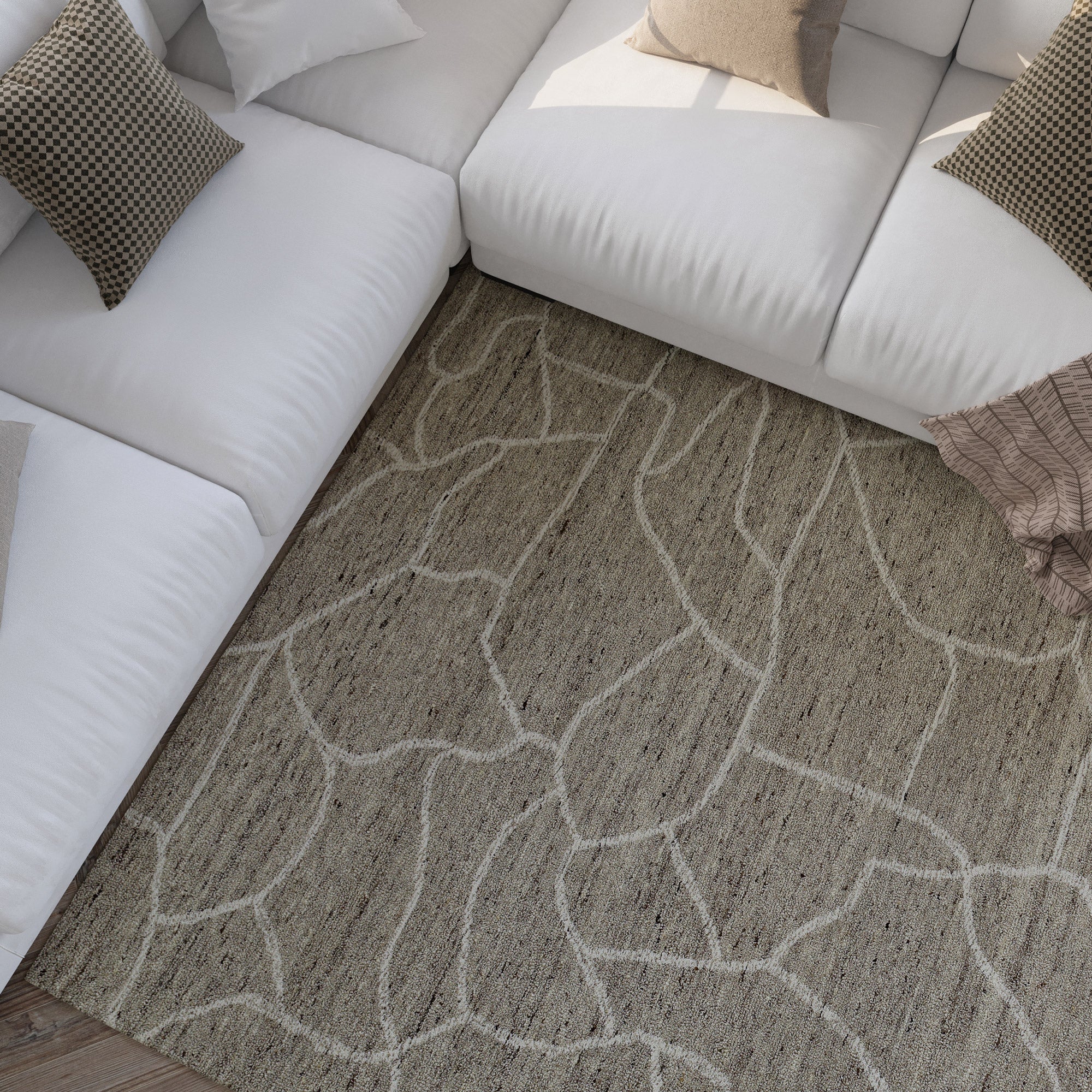 Kurzflor Teppich Taupe meliert aus Schurwolle "Hamptons FORTYONE" WECONhome