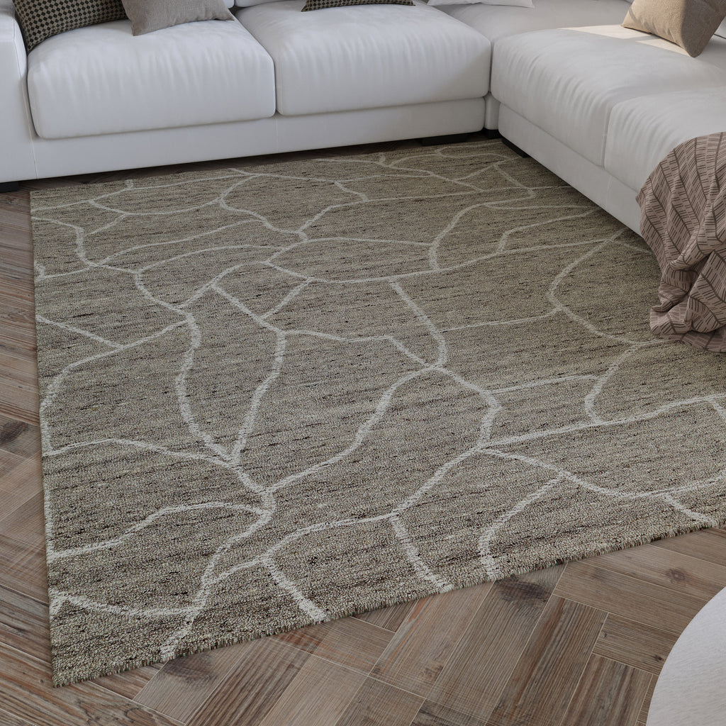 Kurzflor Teppich Taupe meliert aus Schurwolle "Hamptons FORTYONE" WECONhome