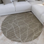 Kurzflor Teppich Rund Taupe meliert aus Schurwolle "Hamptons FORTYONE" WECONhome