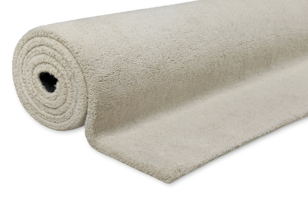 Kurzflor Teppich Creme Weiß aus Schurwolle "Hamptons FORTYTHREE" WECONhome