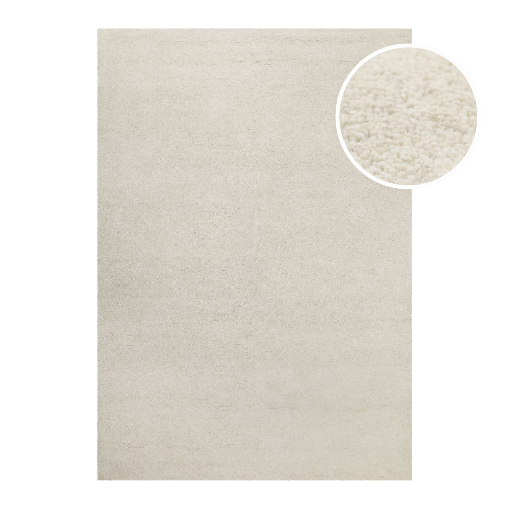 Kurzflor Teppich Creme Weiß aus Schurwolle "Hamptons FORTYTHREE" WECONhome