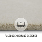 Kurzflor Teppich Creme Weiß aus Schurwolle "Hamptons FORTYTHREE" WECONhome