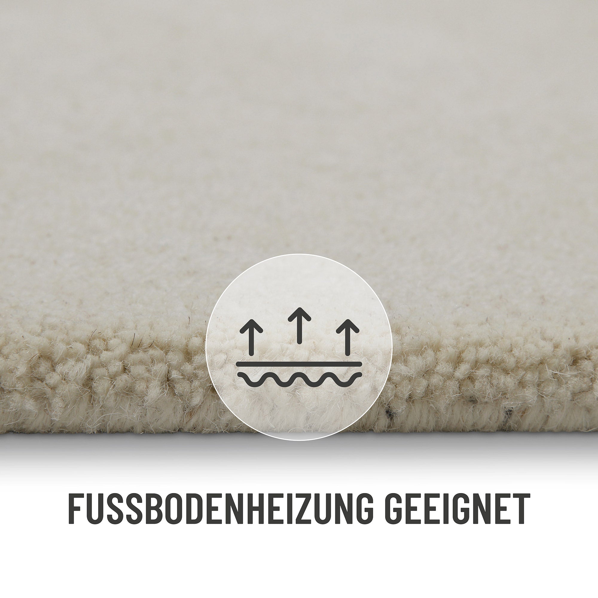 Kurzflor Teppich Rund Creme Weiß aus Schurwolle "Hamptons FORTYTHREE" WECONhome