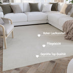 Kurzflor Teppich Rund Creme Weiß aus Schurwolle "Hamptons FORTYTHREE" WECONhome