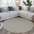 Kurzflor Teppich Rund Creme Weiß aus Schurwolle "Hamptons FORTYTHREE" WECONhome