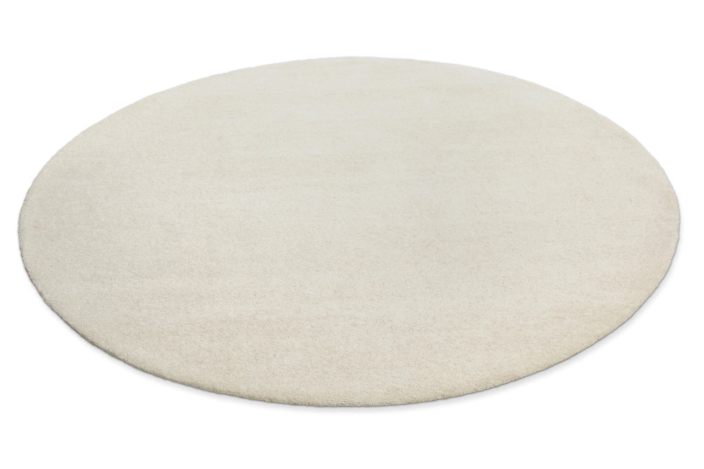 Kurzflor Teppich Rund Creme Weiß aus Schurwolle "Hamptons FORTYTHREE" WECONhome