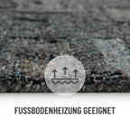 Kurzflor Teppich Rund Blau Grau meliert "Hamptons FORTYTWO" WECONhome