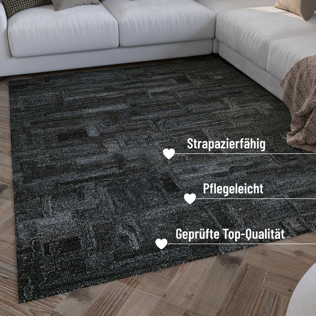 Kurzflor Teppich Blau Grau meliert "Hamptons FORTYTWO" WECONhome