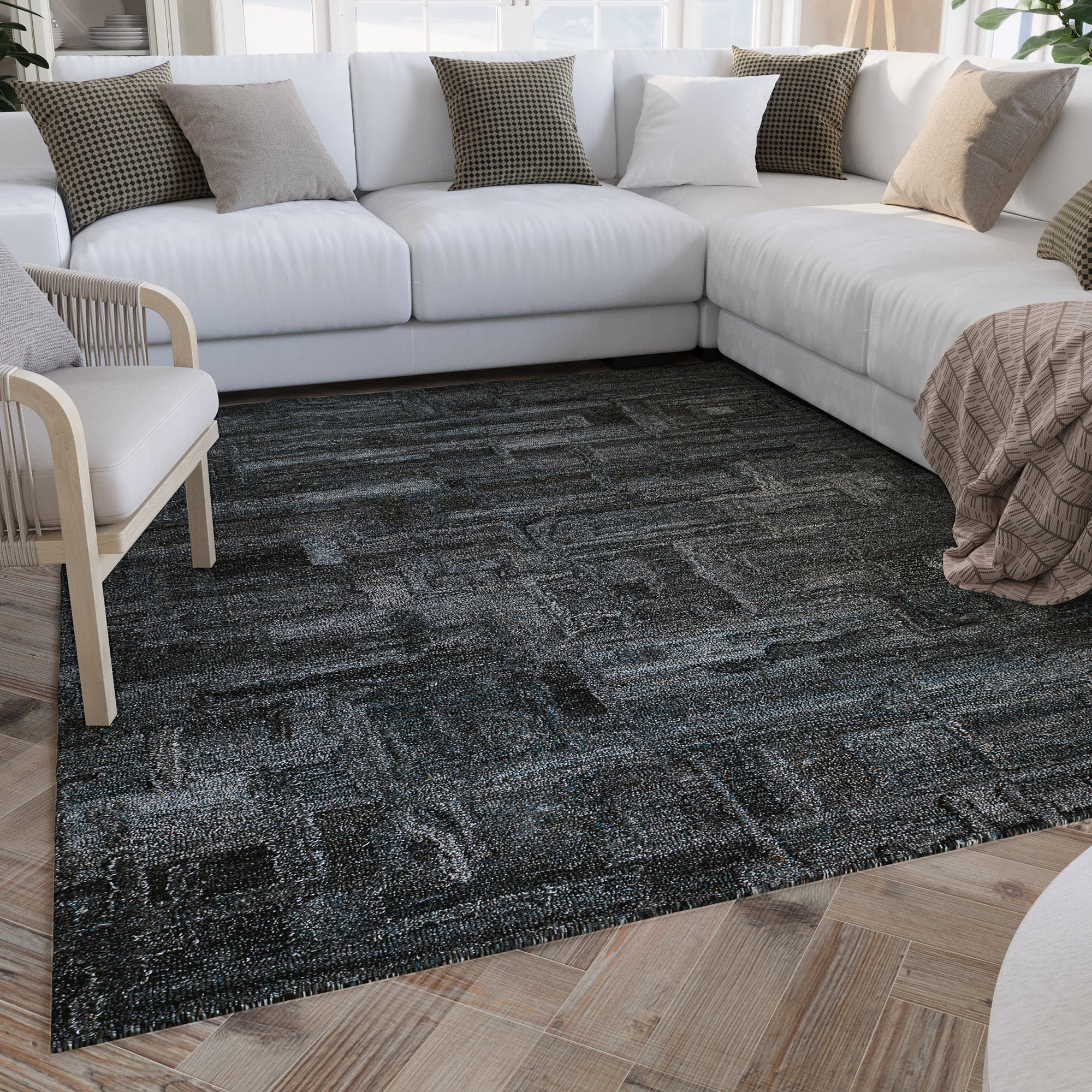 Kurzflor Teppich Blau Grau meliert "Hamptons FORTYTWO" WECONhome