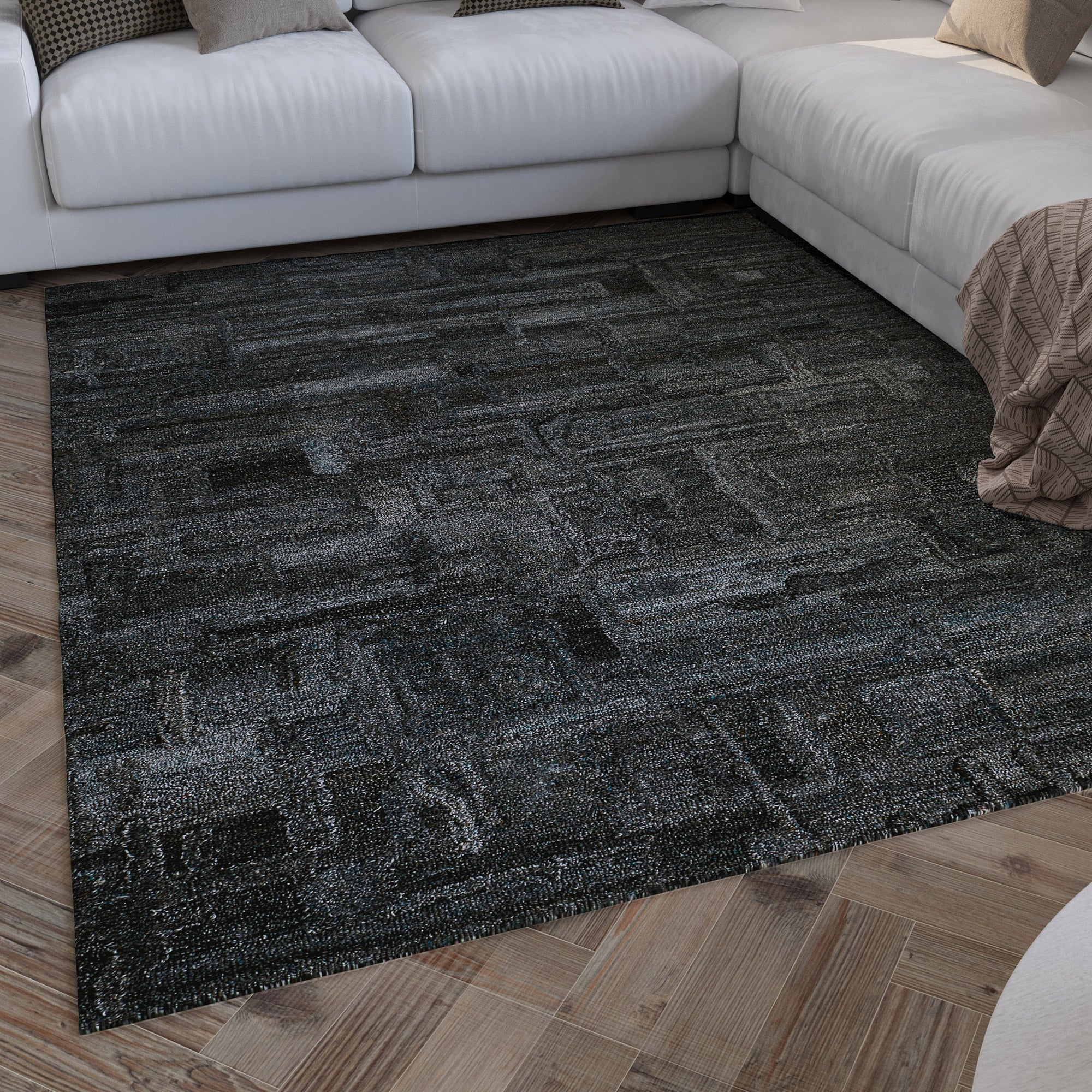 Kurzflor Teppich Blau Grau meliert "Hamptons FORTYTWO" WECONhome