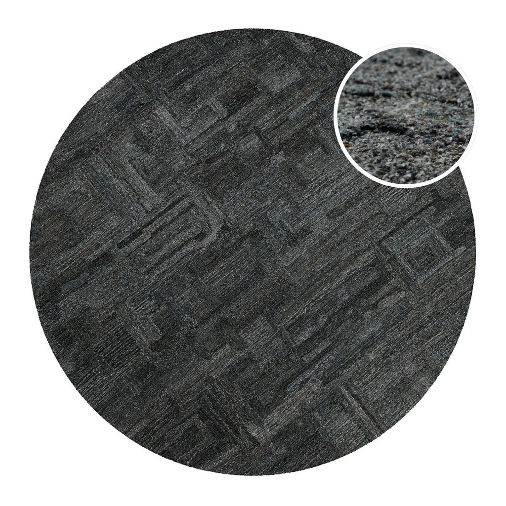 Kurzflor Teppich Rund Blau Grau meliert "Hamptons FORTYTWO" WECONhome