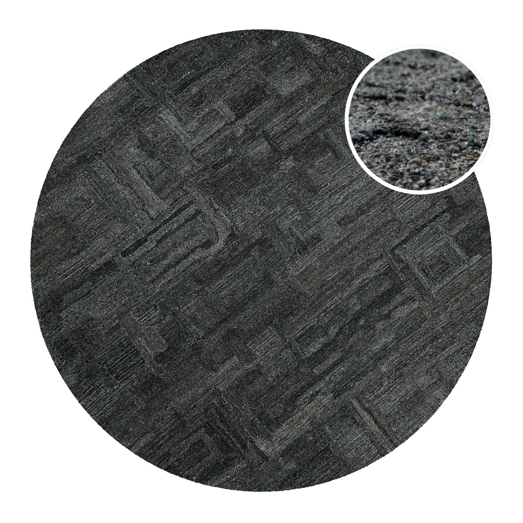 Kurzflor Teppich Rund Blau Grau meliert "Hamptons FORTYTWO" WECONhome