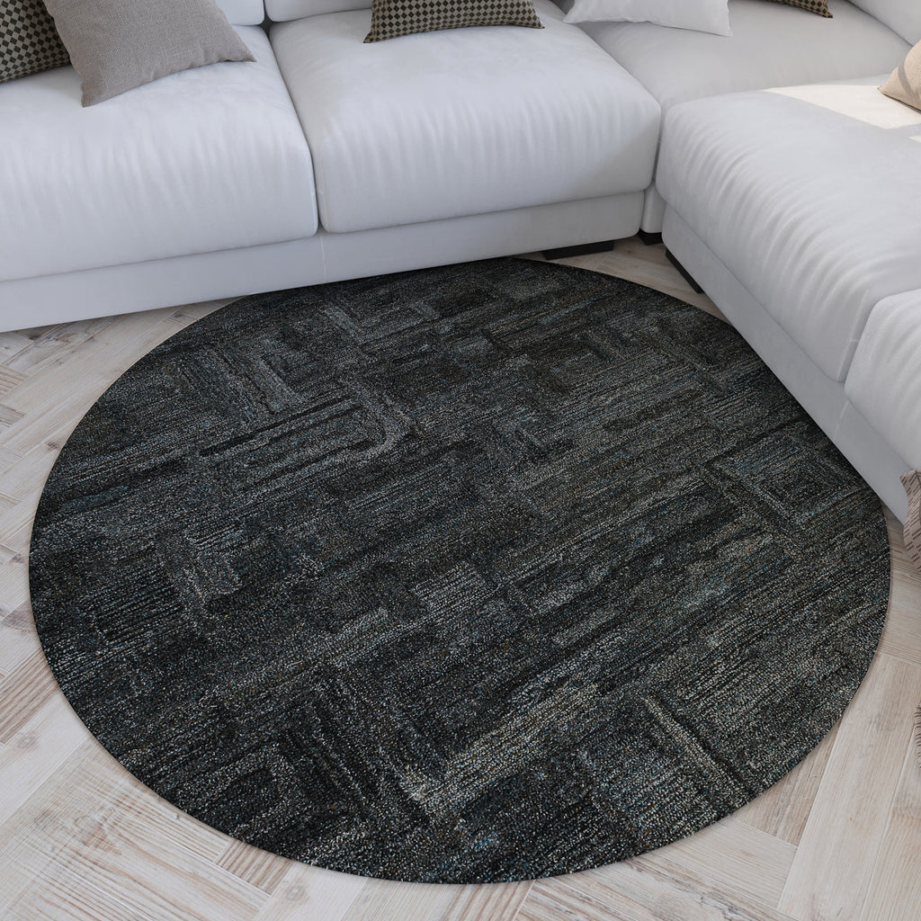 Kurzflor Teppich Rund Blau Grau meliert "Hamptons FORTYTWO" WECONhome