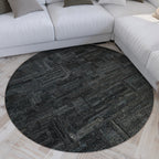 Kurzflor Teppich Rund Blau Grau meliert "Hamptons FORTYTWO" WECONhome