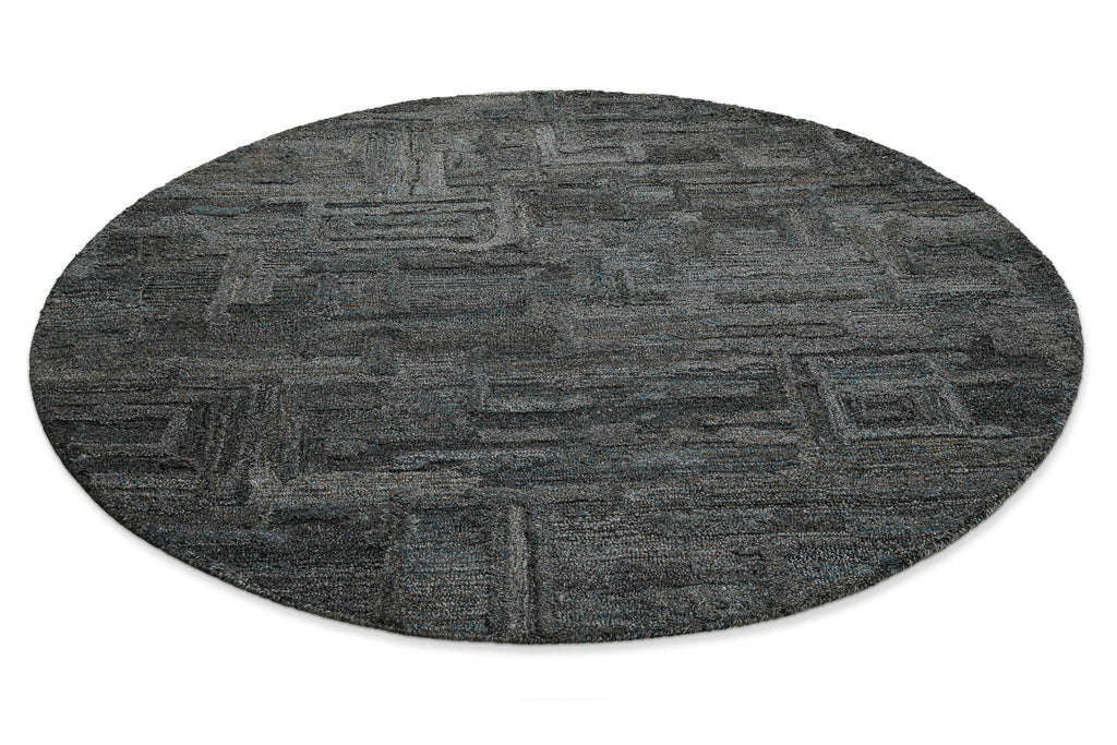 Kurzflor Teppich Rund Blau Grau meliert "Hamptons FORTYTWO" WECONhome