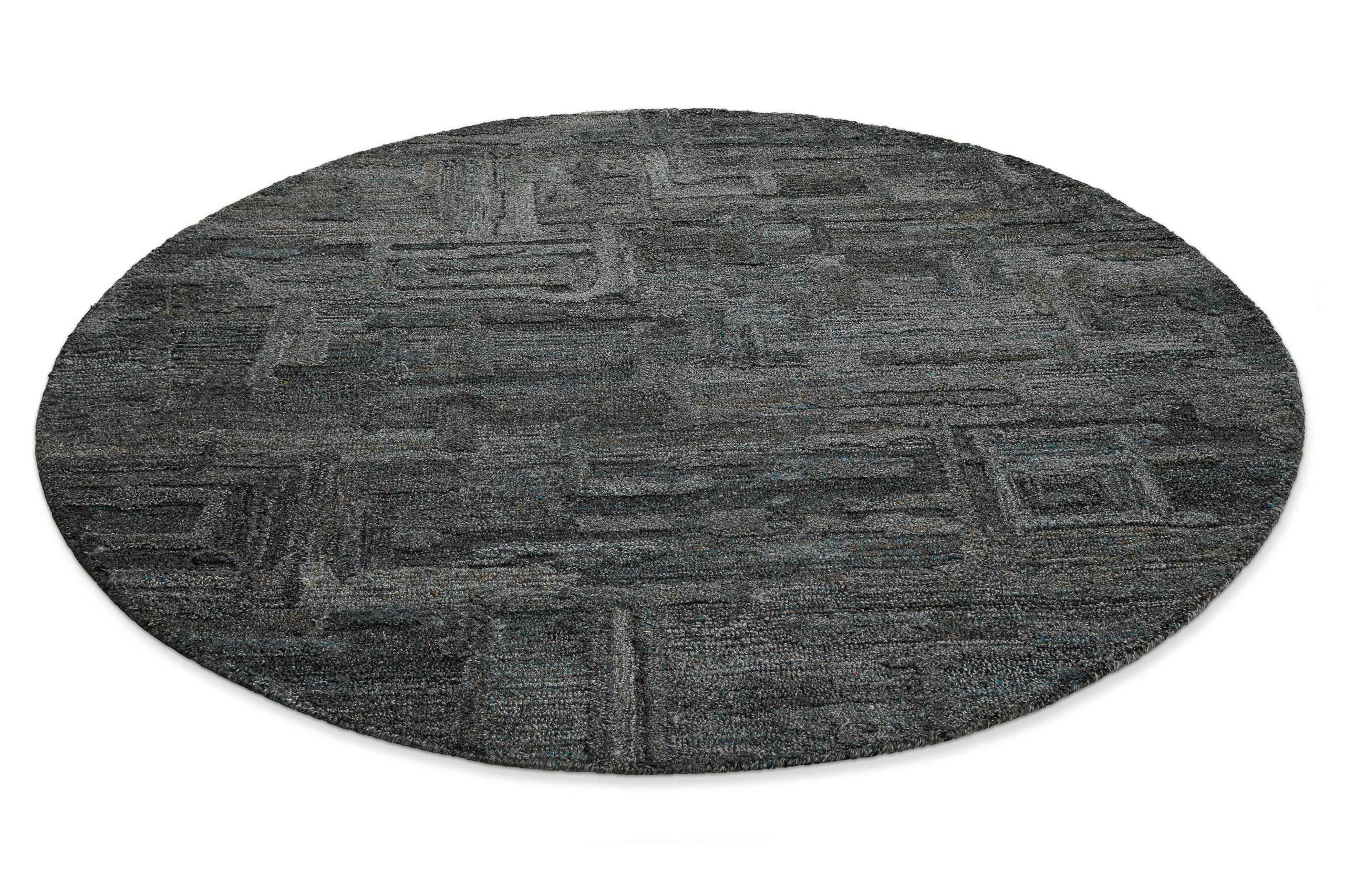 Kurzflor Teppich Rund Blau Grau meliert "Hamptons FORTYTWO" WECONhome