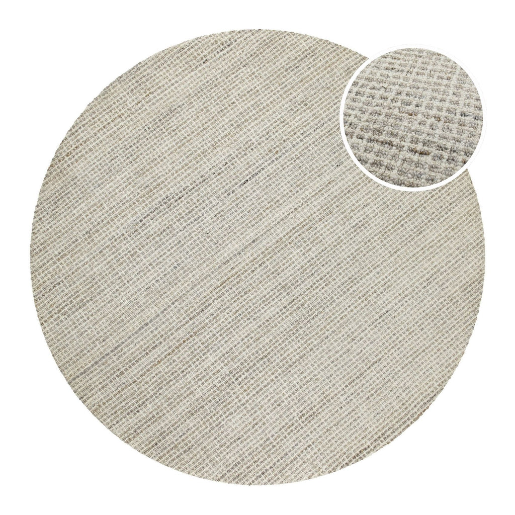 Kurzflor Teppich Rund Greige meliert "Hamptons FOURTEEN" WECONhome