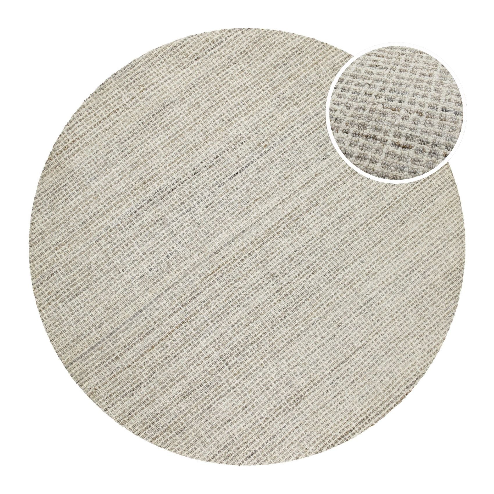 Kurzflor Teppich Rund Greige meliert "Hamptons FOURTEEN" WECONhome