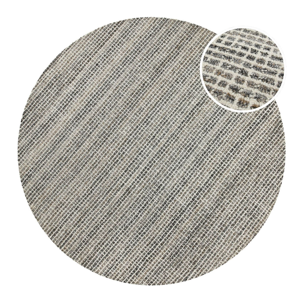 Kurzflor Teppich Rund Grau Braun meliert "Hamptons FOURTEEN" WECONhome