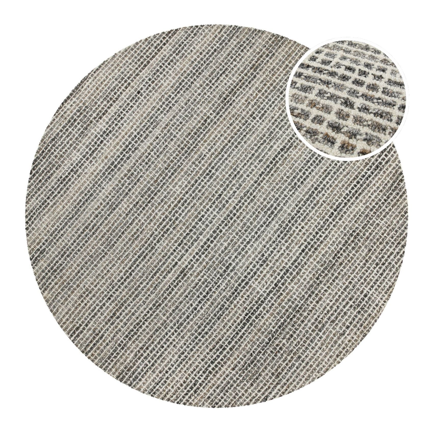 Kurzflor Teppich Rund Grau Braun meliert "Hamptons FOURTEEN" WECONhome