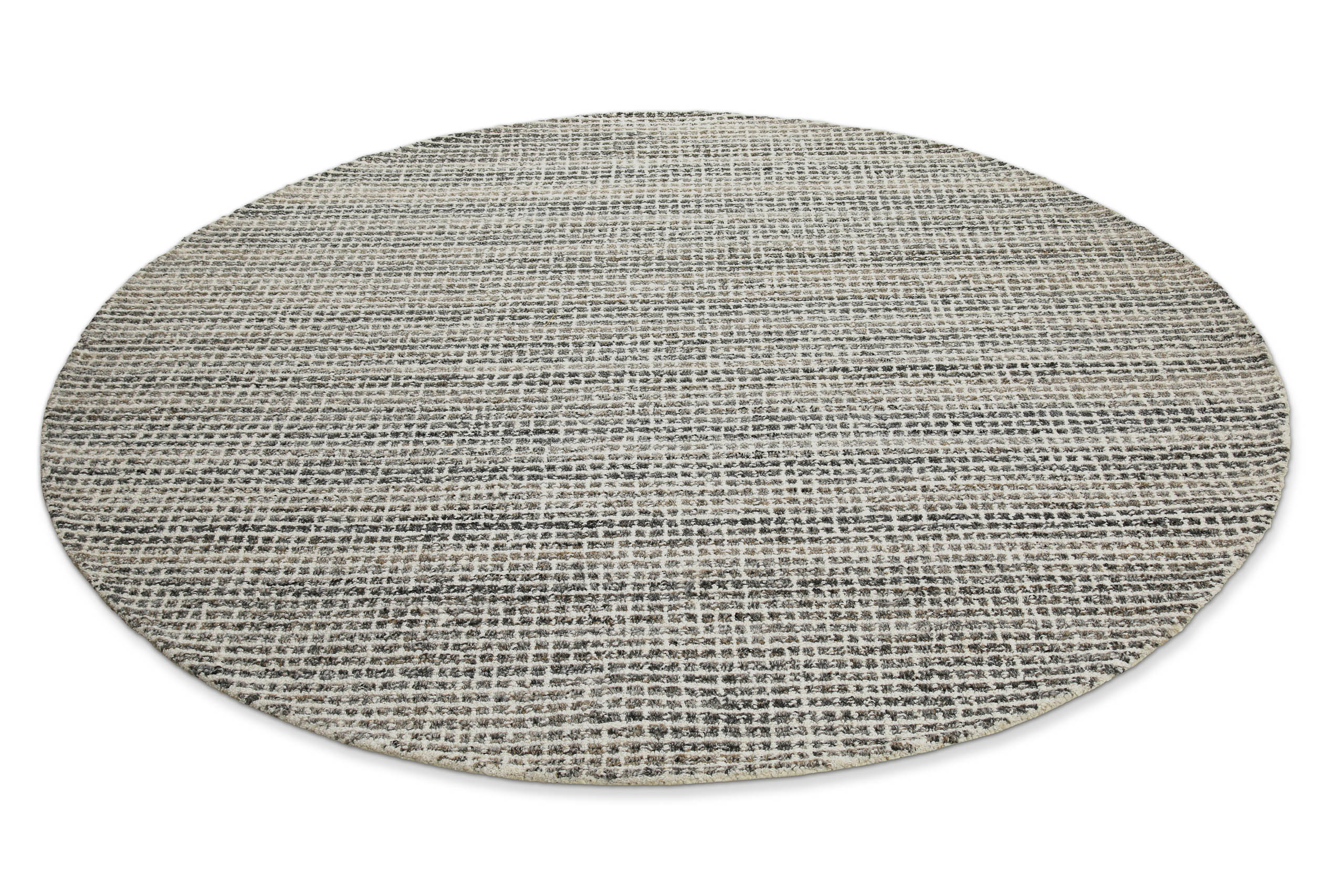 Kurzflor Teppich Rund Grau Braun meliert "Hamptons FOURTEEN" WECONhome