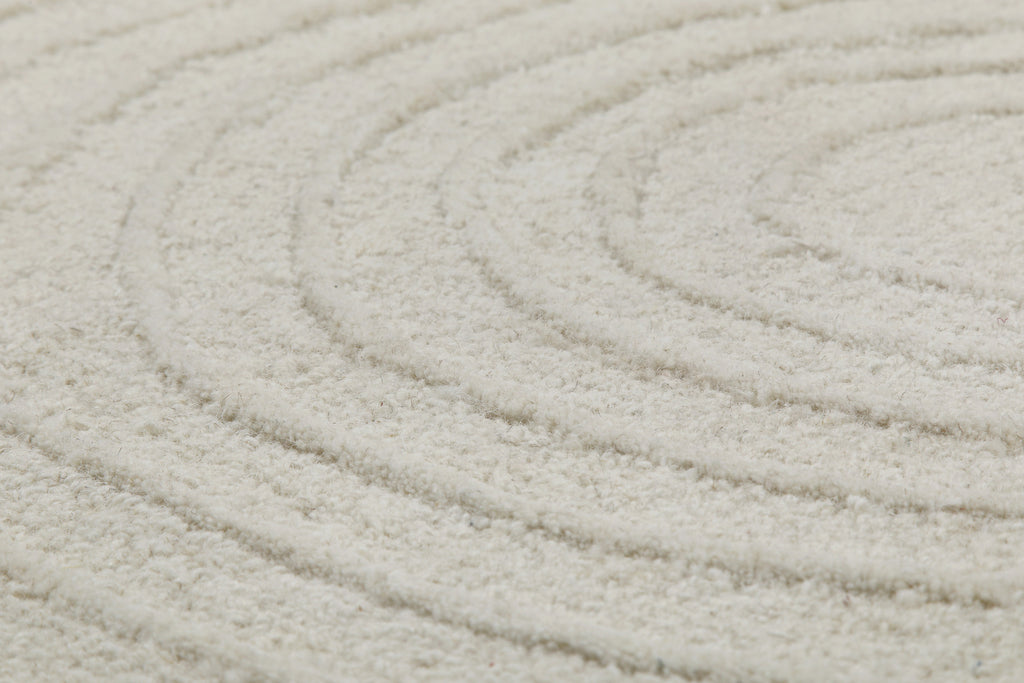 Kurzflor Teppich Creme Weiß aus Schurwolle "Hamptons NINETEEN" WECONhome