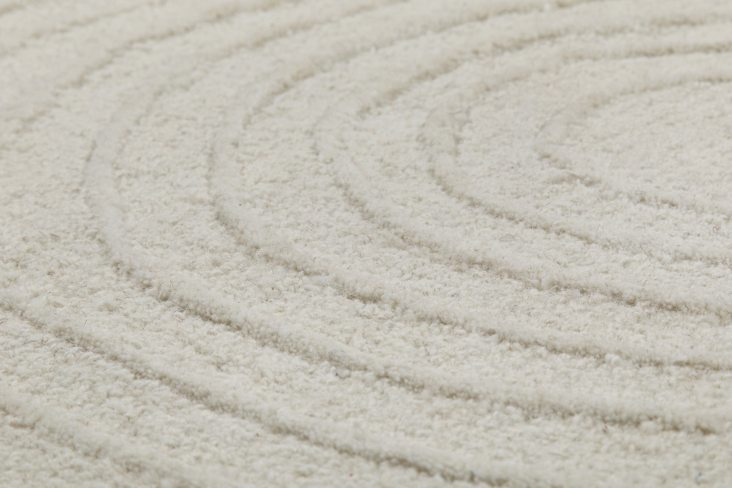 Kurzflor Teppich Rund Creme Weiß aus Schurwolle "Hamptons NINETEEN" WECONhome