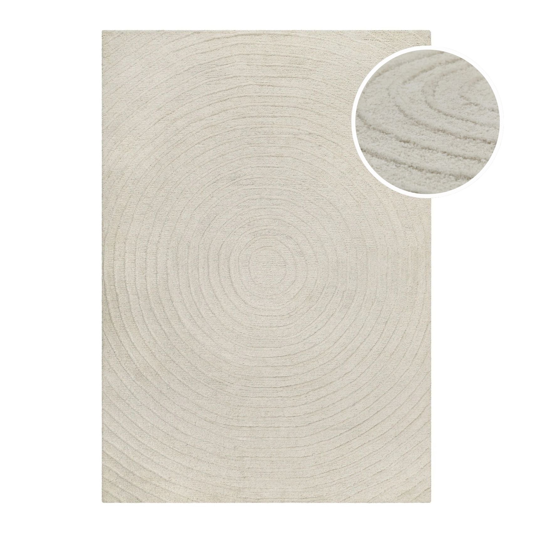 Kurzflor Teppich Creme Weiß aus Schurwolle "Hamptons NINETEEN" WECONhome