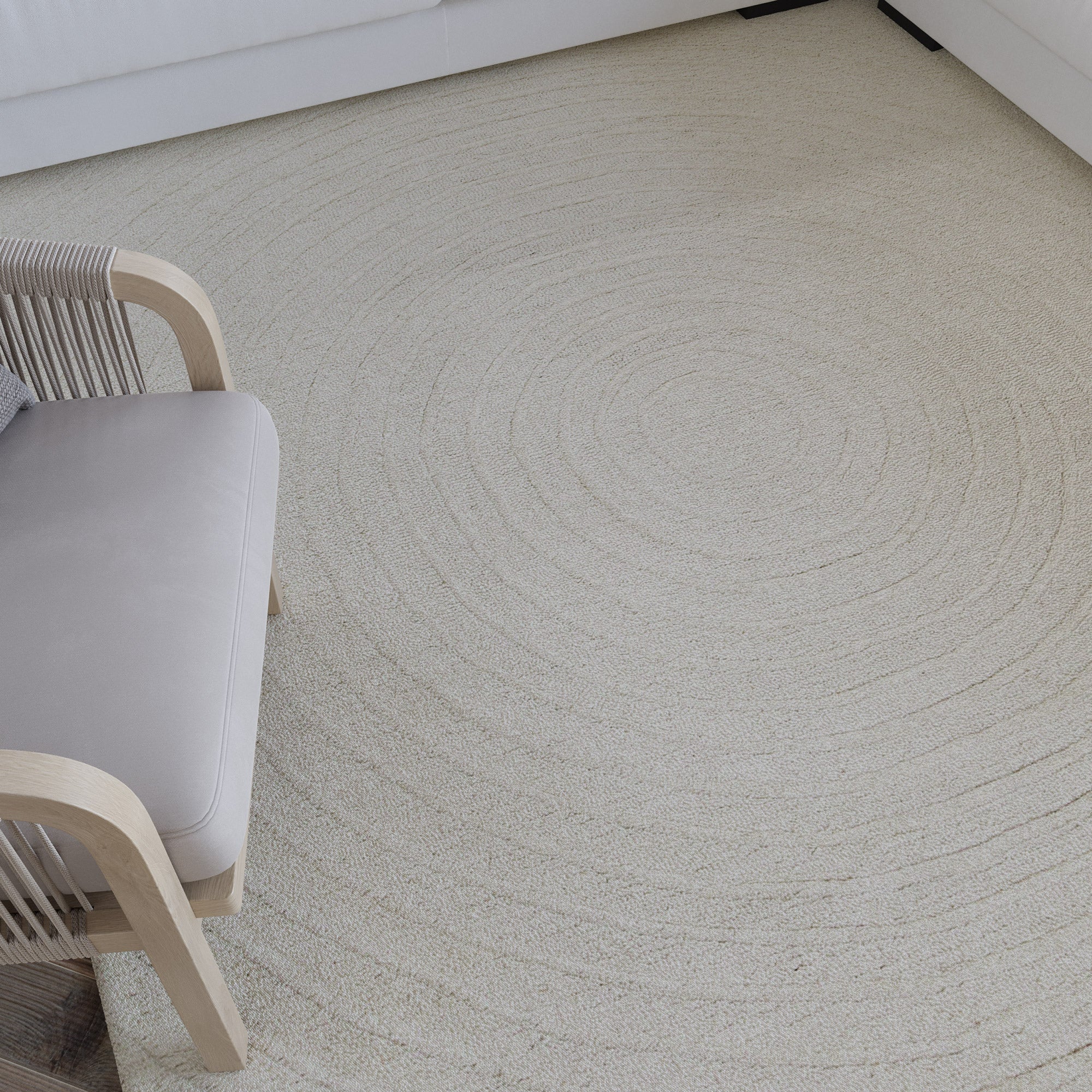 Kurzflor Teppich Creme Weiß aus Schurwolle "Hamptons NINETEEN" WECONhome