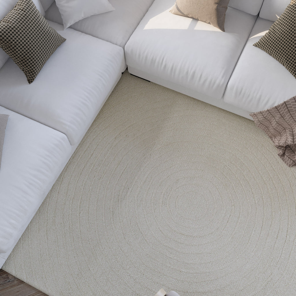 Kurzflor Teppich Creme Weiß aus Schurwolle "Hamptons NINETEEN" WECONhome