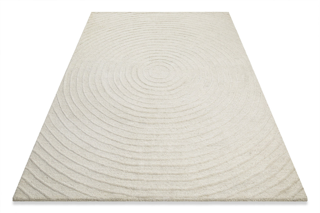 Kurzflor Teppich Creme Weiß aus Schurwolle "Hamptons NINETEEN" WECONhome
