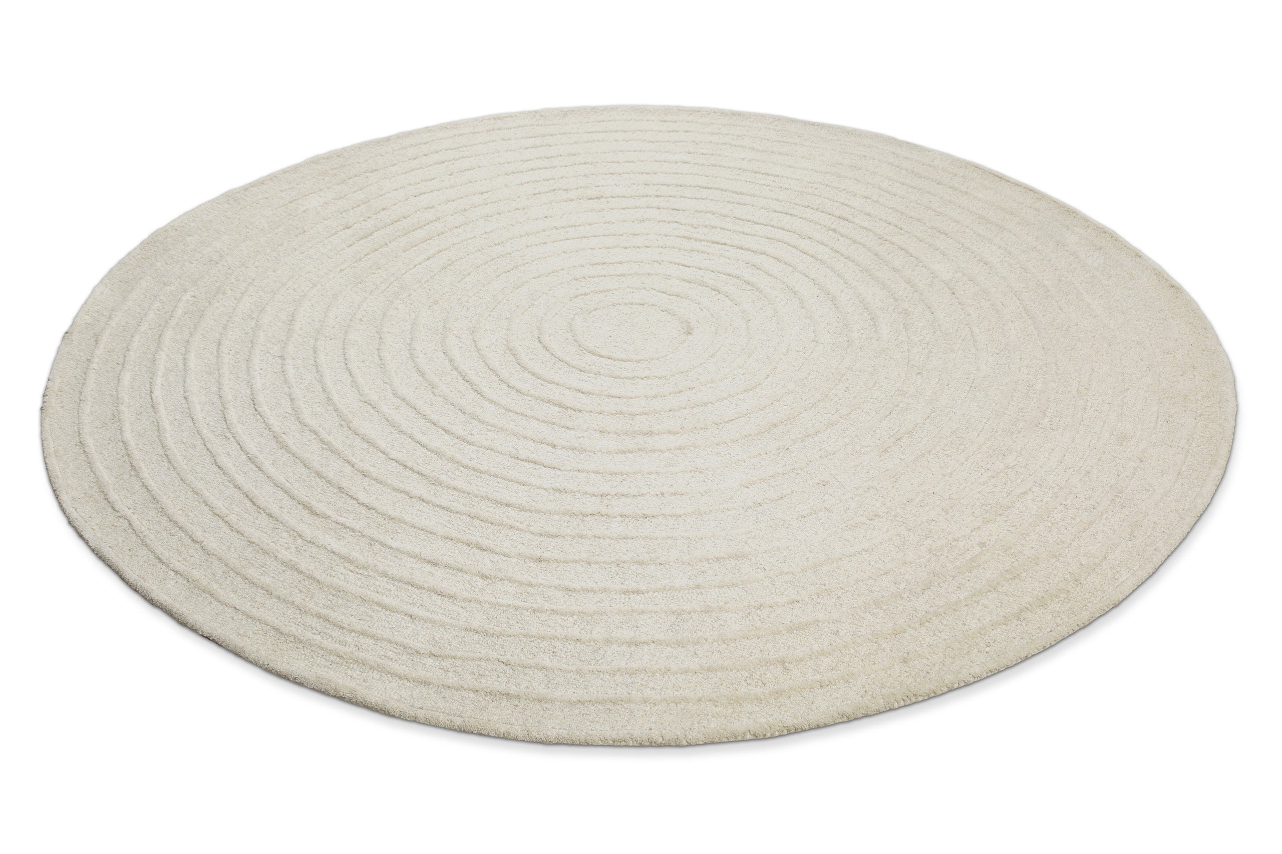 Kurzflor Teppich Rund Creme Weiß aus Schurwolle "Hamptons NINETEEN" WECONhome