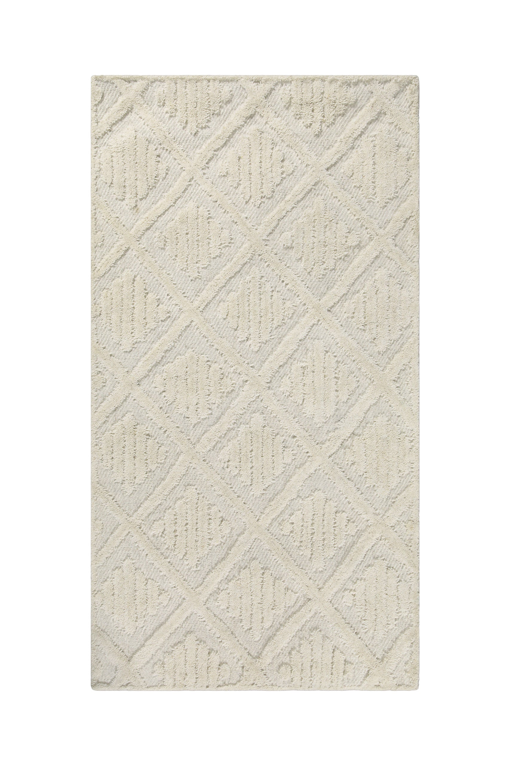 Kurzflor Teppich Creme Weiß aus Schurwolle "Hamptons SEVENTEEN" WECONhome