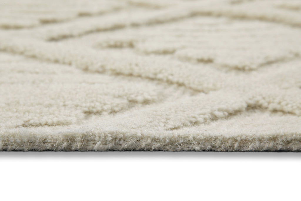 Kurzflor Teppich Creme Weiß aus Schurwolle "Hamptons SEVENTEEN" WECONhome