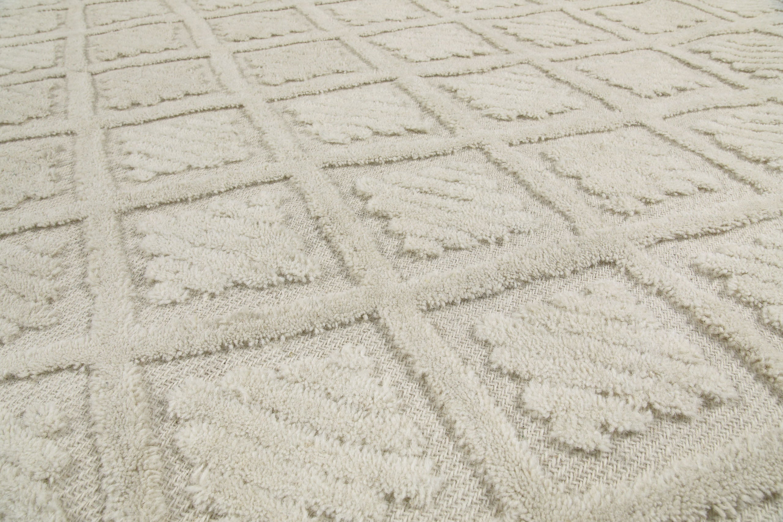 Kurzflor Teppich Creme Weiß aus Schurwolle "Hamptons SEVENTEEN" WECONhome