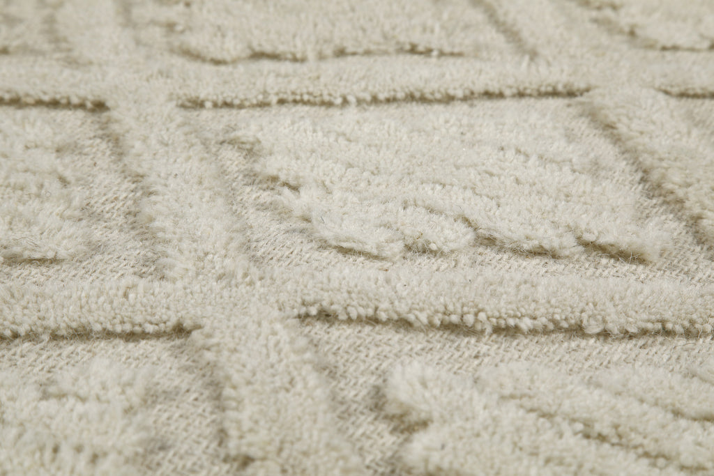 Kurzflor Teppich Creme Weiß aus Schurwolle "Hamptons SEVENTEEN" WECONhome