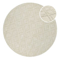 Kurzflor Teppich Rund Creme Weiß aus Schurwolle "Hamptons SEVENTEEN" WECONhome