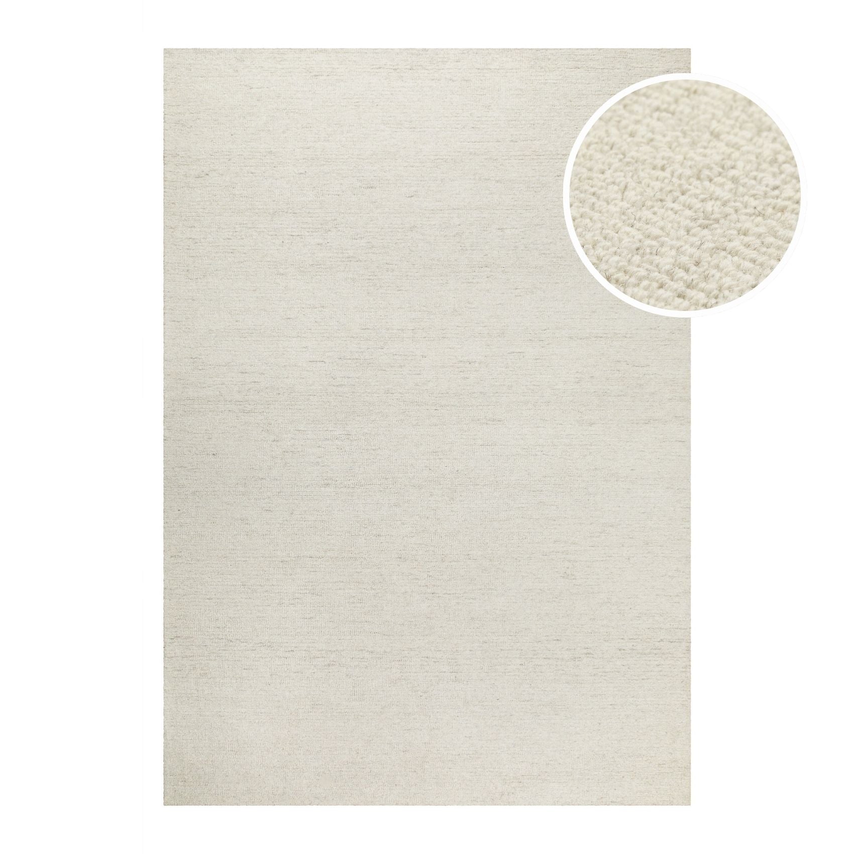 Kurzflor Teppich Elfenbein meliert aus Schurwolle "Hamptons SIXTEEN" WECONhome