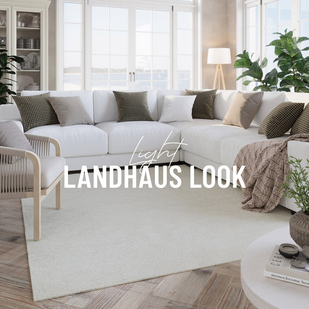 Kurzflor Teppich Elfenbein meliert aus Schurwolle "Hamptons SIXTEEN" WECONhome