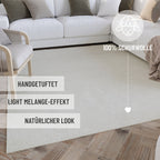 Kurzflor Teppich Elfenbein meliert aus Schurwolle "Hamptons SIXTEEN" WECONhome