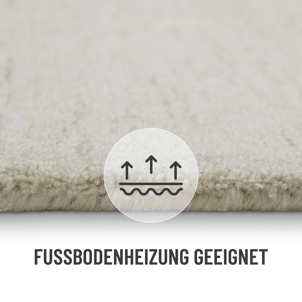 Kurzflor Teppich Elfenbein meliert aus Schurwolle "Hamptons SIXTEEN" WECONhome