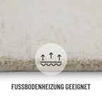 Kurzflor Teppich Elfenbein meliert aus Schurwolle "Hamptons SIXTEEN" WECONhome